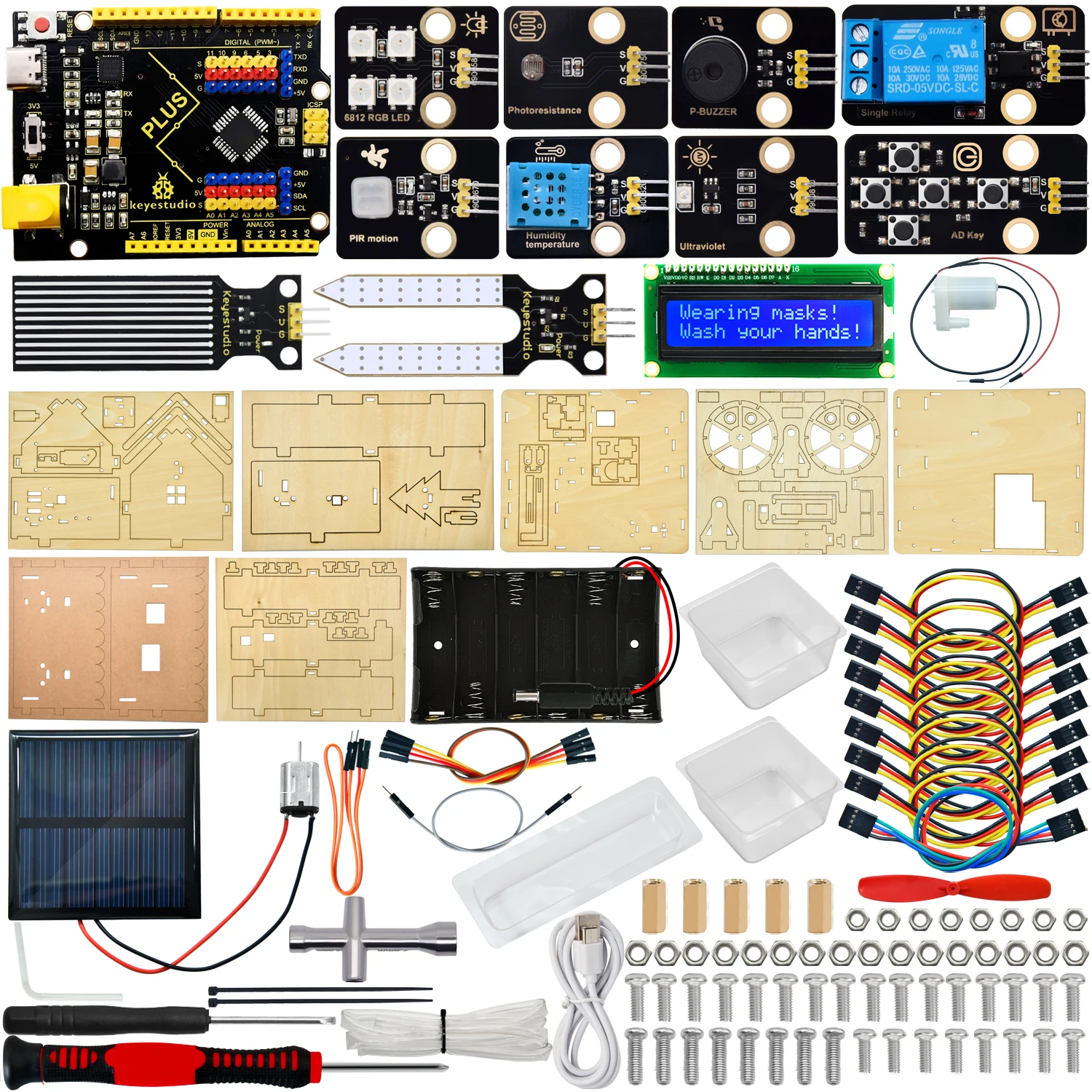 Умный экологически чистый стартовый комплект Keyestudio для Arduino, поддержка C ++, изучение программирования, электронный комплект «сделай сам»