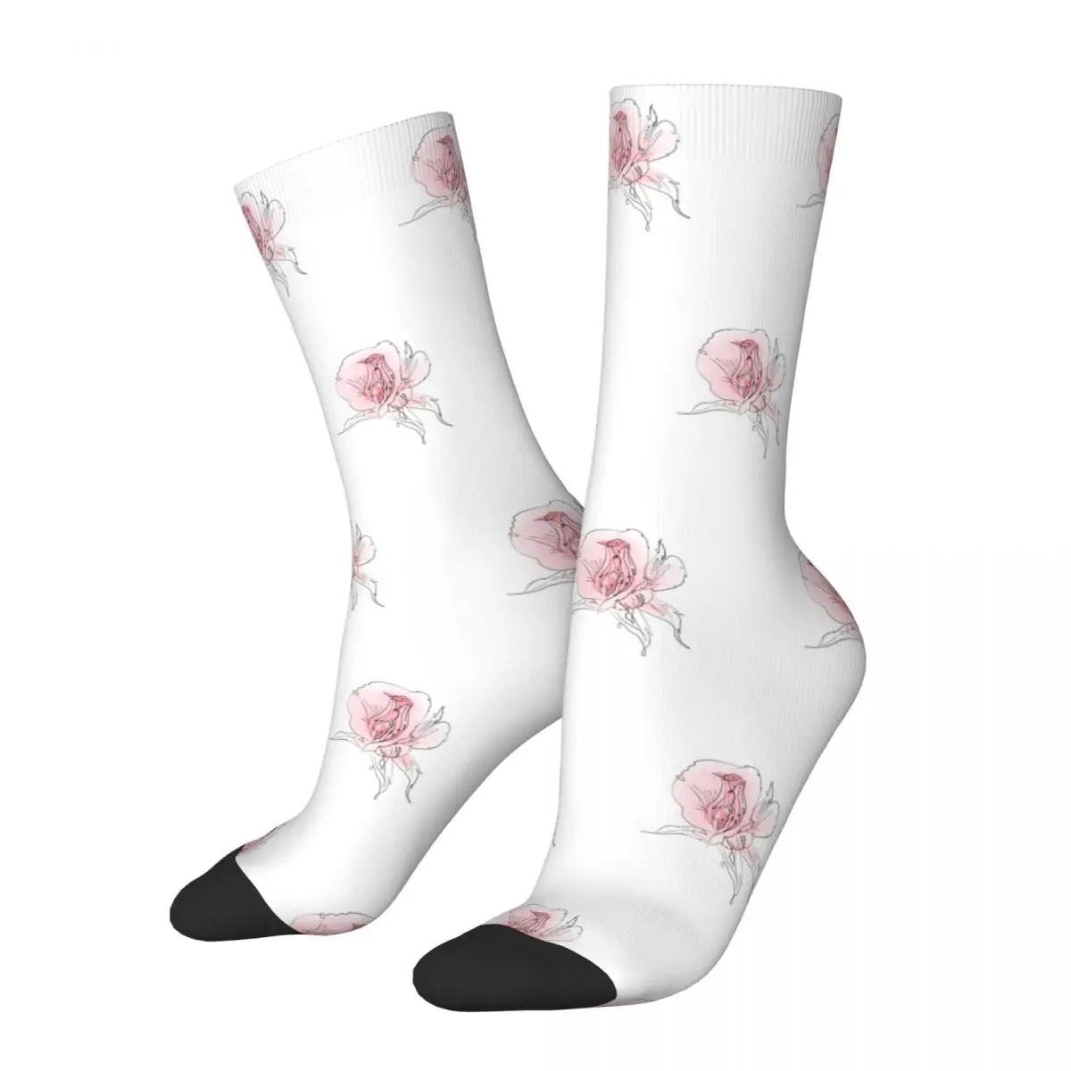 Vulva Flower Socks Gothic Stockings Winter Non-Slip Unisex Men Socks Comfortable Graphic Skateboard Socks