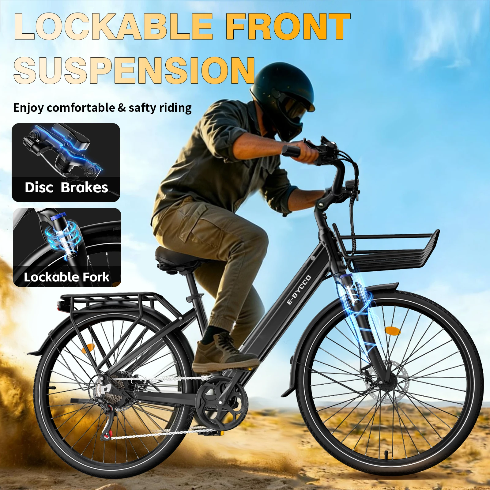 E-BYCCO V1 Elektrofahrrad für Erwachsene, 36V15,6Ah Akku, 250W Motor, Elektrofahrrad mit 28*1,5 Zoll Reifen, City-Pendler-E-Bike – Detail 4