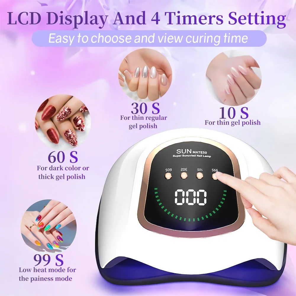 380W UV LED Nail Lamp For Curing All Gel Nail Polish With Large Screen 72LEDS Professional Manicure Lamp Nail Salon Equipment