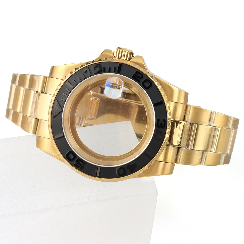 

NH35 40mm Gold Watch Case Polish Oyster Bracelet Solid Stainless Steel For Yacht-Master NH34 NH35 NH36 NH38 Movement SUB GMT