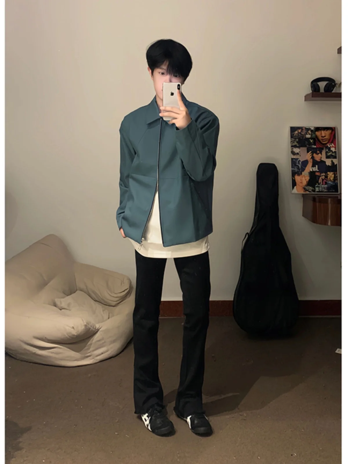 

Pure Bla Bell Bot Straight Leg Jeans Men's Trendy High Street CleanFit Pants American Retro Autumn Wear Cotton Polyester...