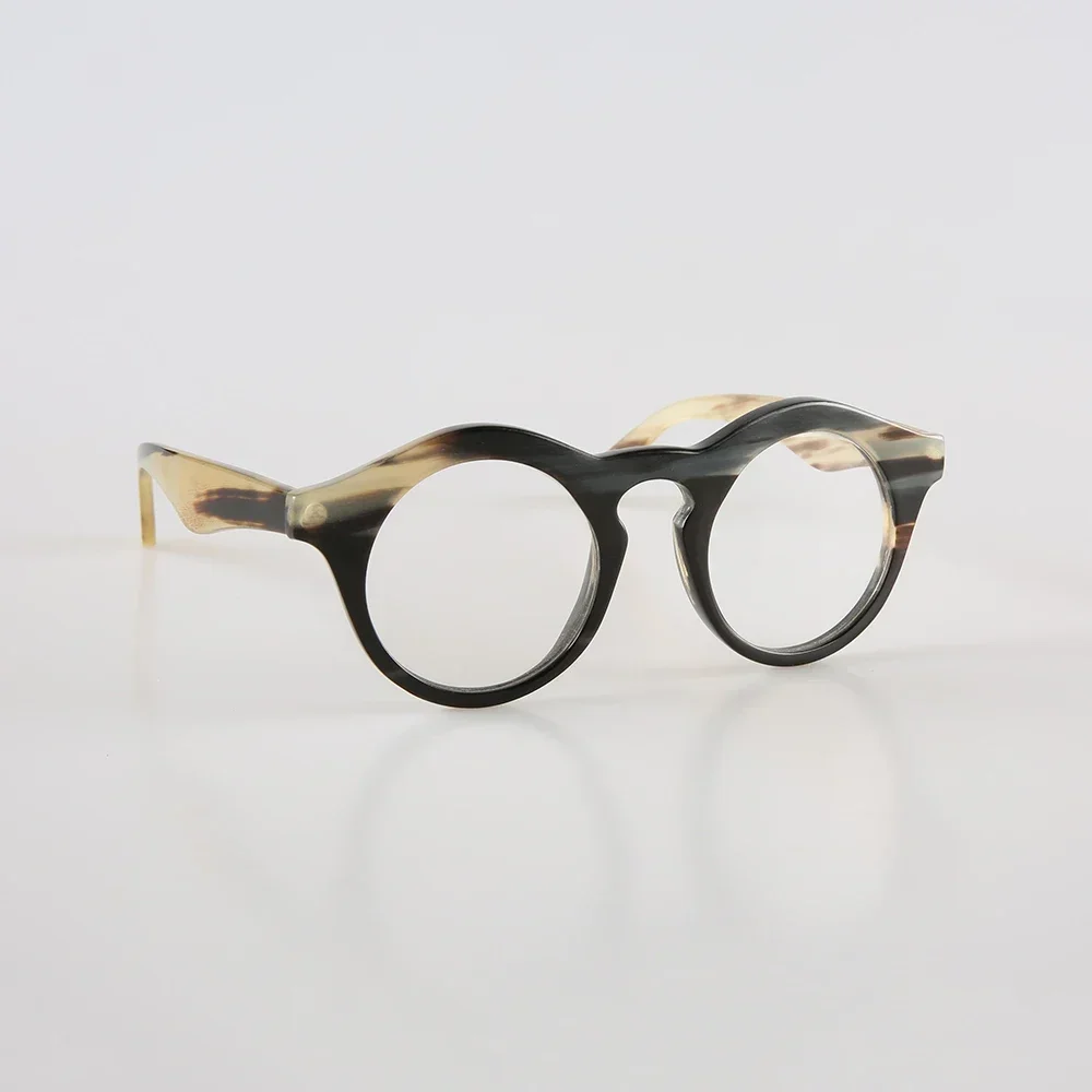 Eyeglass Frames Stripes Customized Unique Small Round Handmade Horn Eyewear Optical Myopia Reading Women's Man Glasses Frames