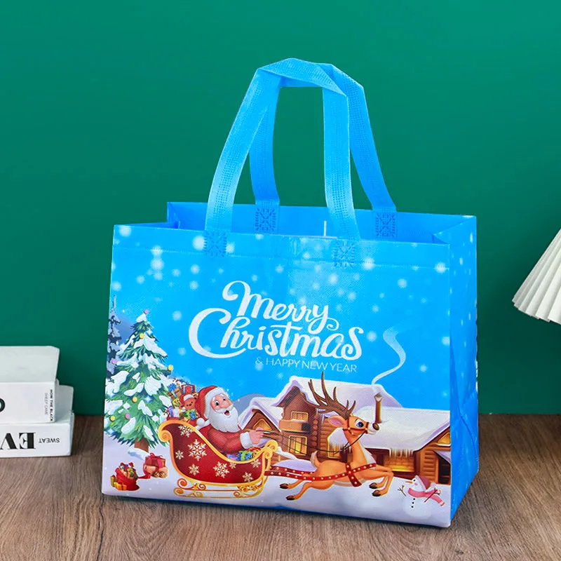 Weihnachts-Einkaufstasche mit Griffen, Weihnachtsmann, Schneemann, Süßigkeiten, Geschenkverpackung, Tasche, Frohe Weihnachten, Neujahr, Party, Dekoration, Noel-Einkaufstasche – Detail 5