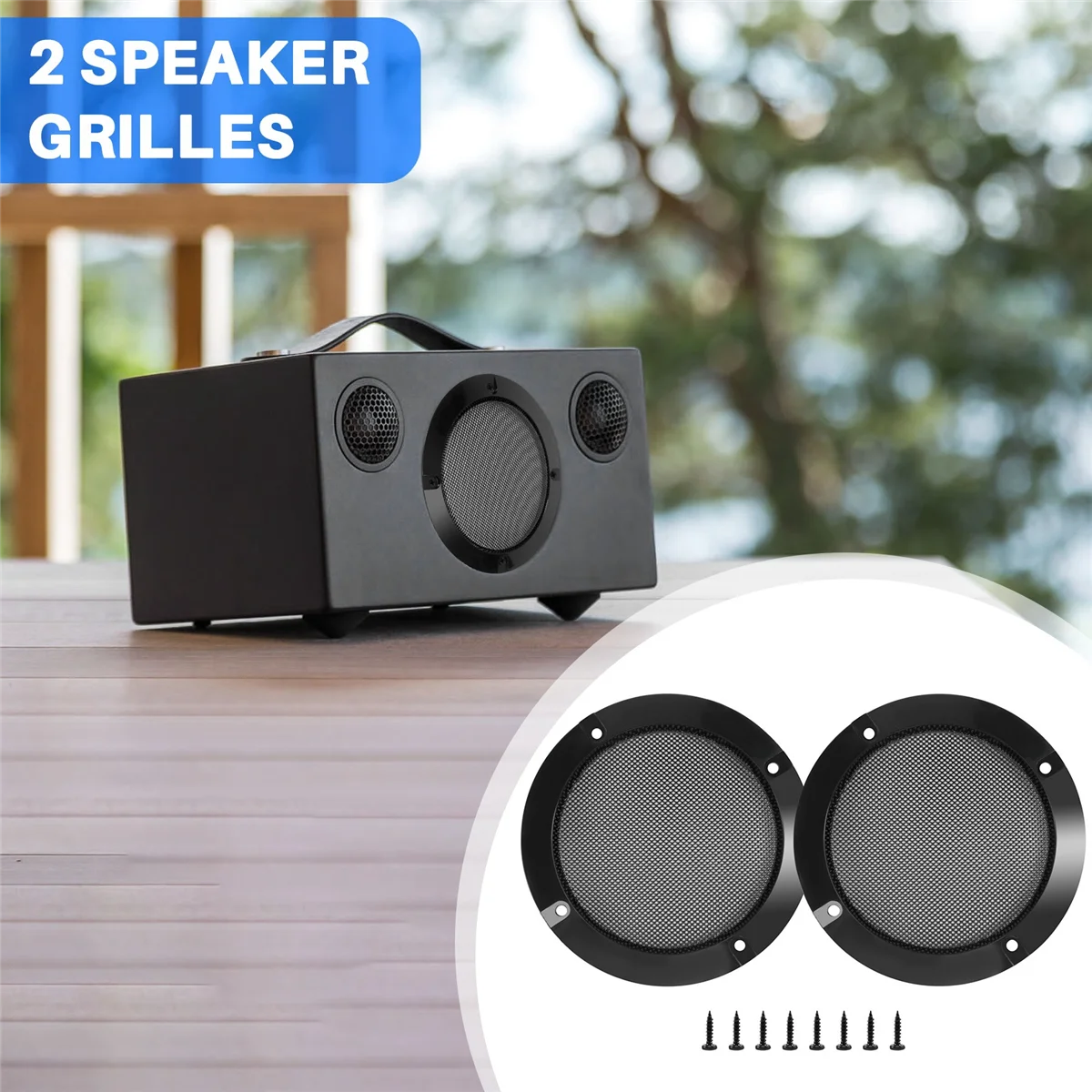 POSV-2Pcs 4 بوصة مكبر صوت شبكة مكبر صوت درع الوجه قابل للاستبدال شبكة حماية مكبر الصوت المستديرة