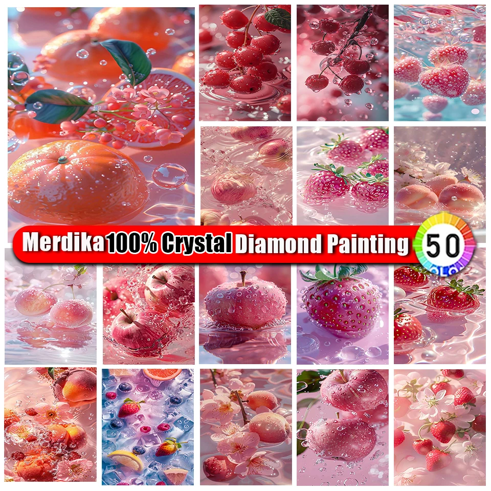 

100% Crystal Diamond Painting Scenery Apple Fruit Round Square Zipper Bag Mosaic Diamond Embroidery Landscape Picture Rhinestone