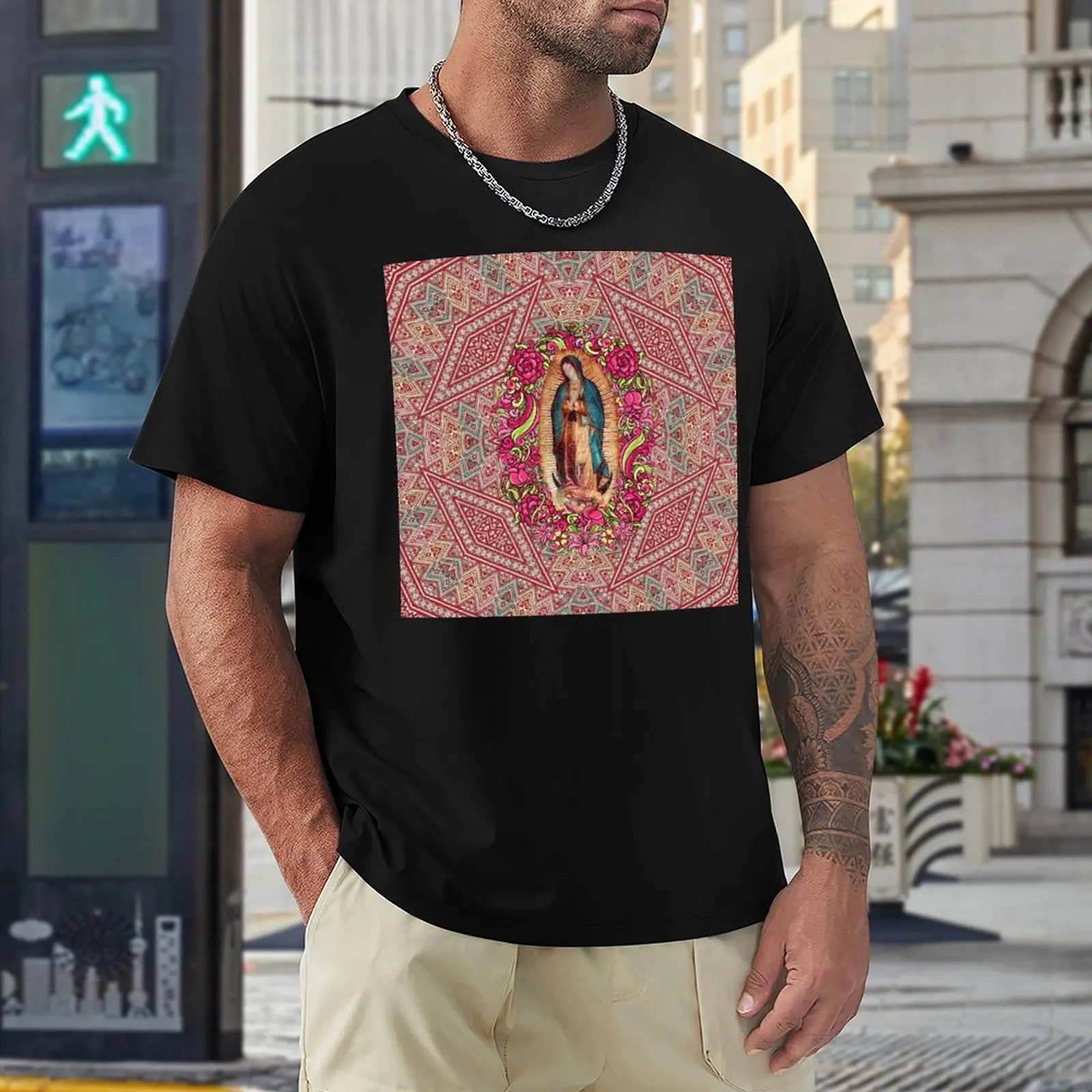 Our Lady of Guadalupe Virgin Mary Mexican Virgin Y T-shirts Vintage T-shirt Harajuku Movement  Geeky Fitness USA Size