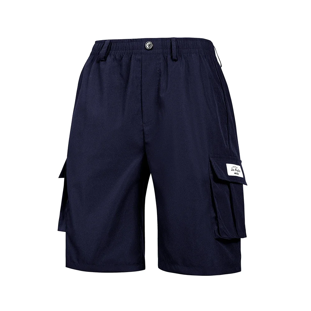 Celana Pendek Kargo Pria Musim Panas Celana Pinggang Elastis Banyak Saku Kasual Kualitas Tinggi Celana Pendek Pantai Sejuk Jogging Atletik Solid