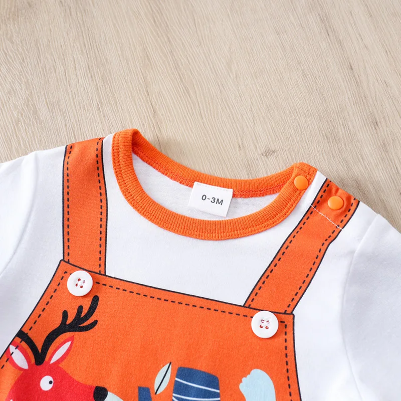 Newborn Baby Clothes Animal-Red Print Fashion Infant Jumpsuit Toddler Short Sleeve One-piece Pajamas Bodysuit Summer Romper