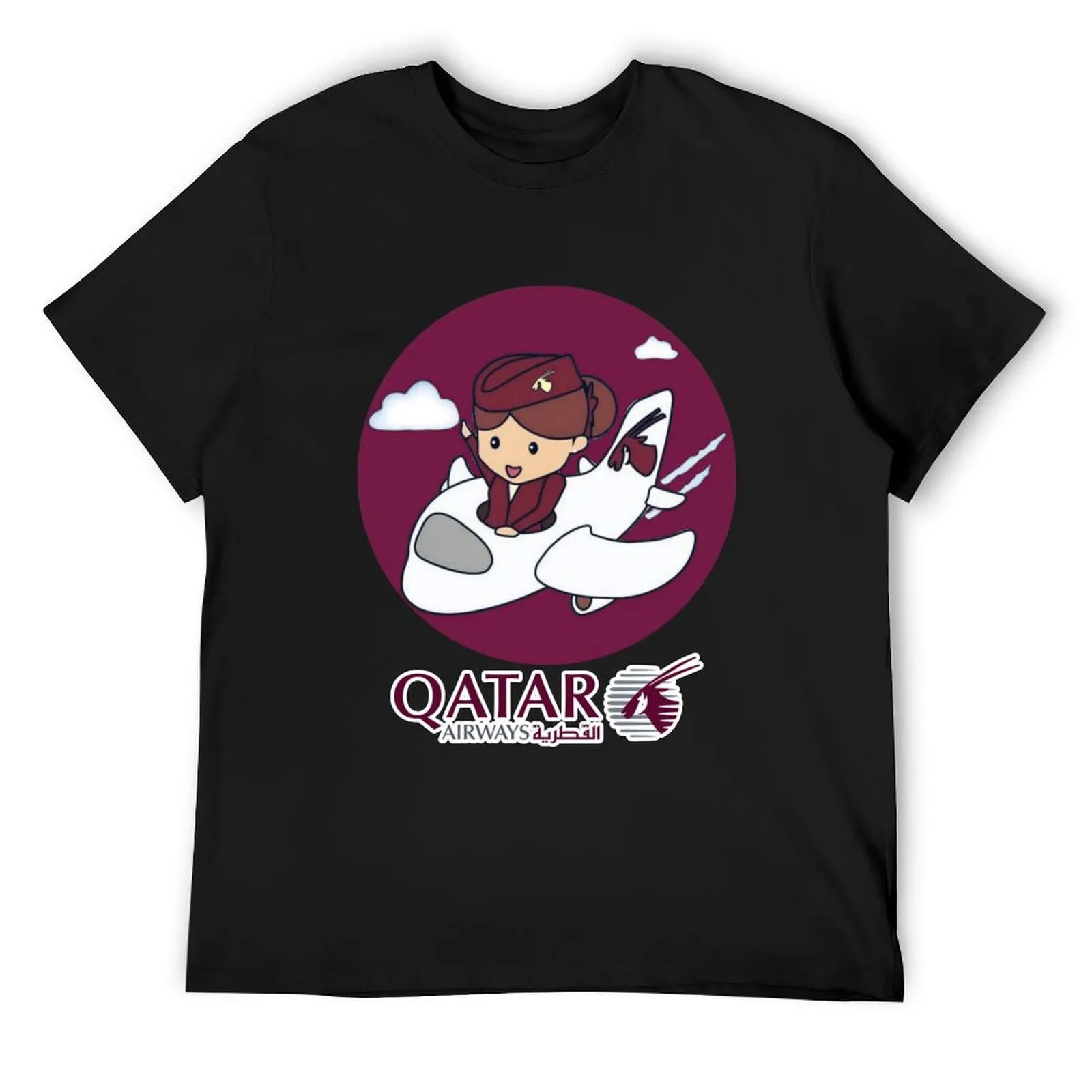 qatar airways T-Shirt oversized graphic tee vintage anime shirt mens clothing