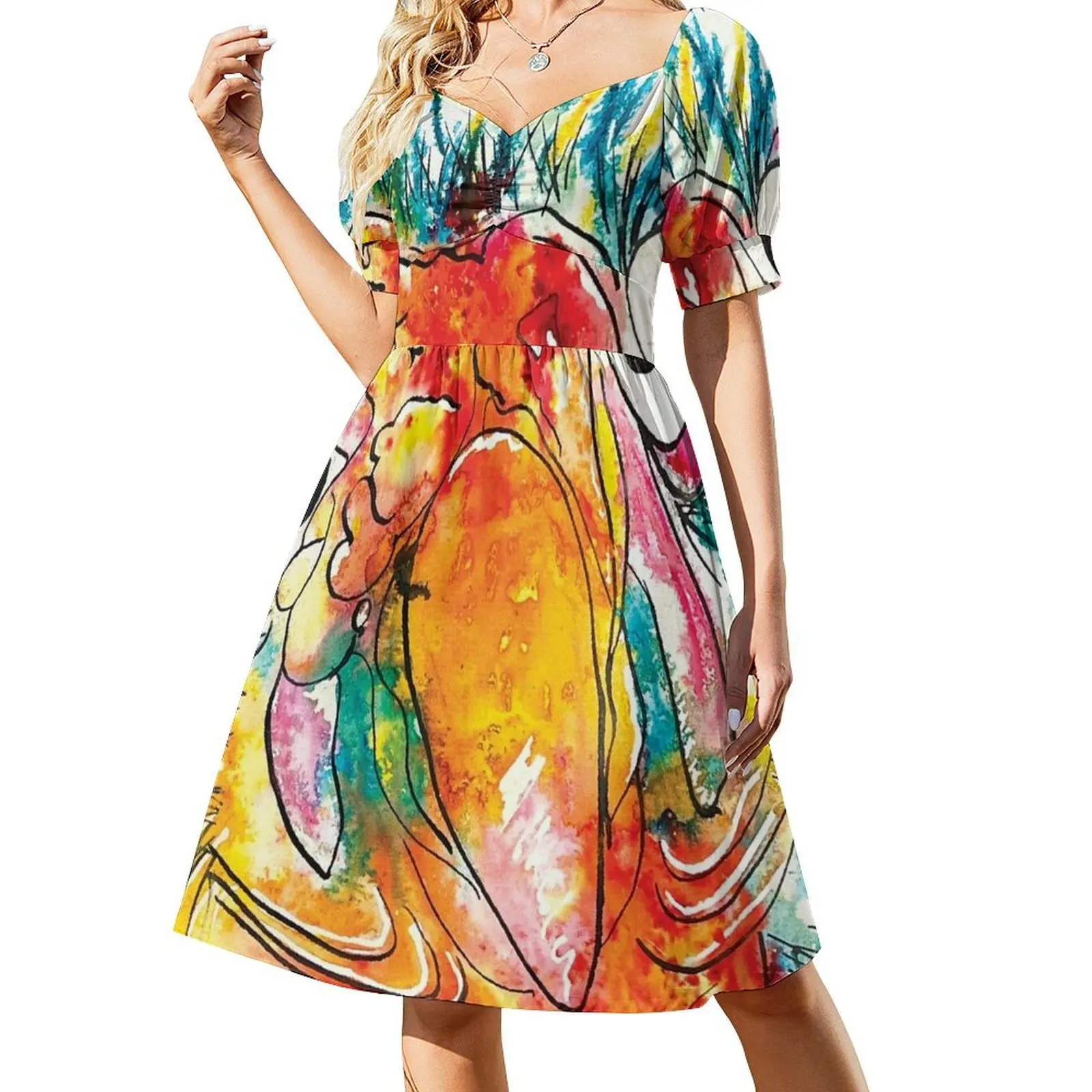 

Kooky Kreatures 'Tully: The Yellow Turkey' Caricature Print — Art by Paquita Short Sleeved Dress cute dress beach dresses Dress