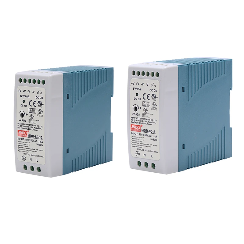 A63K-2X MDR-60 12V/5V 60W Din Rail Power Supply Ac-Dc Driver Voltage Regulator Power Suply 110V 220V