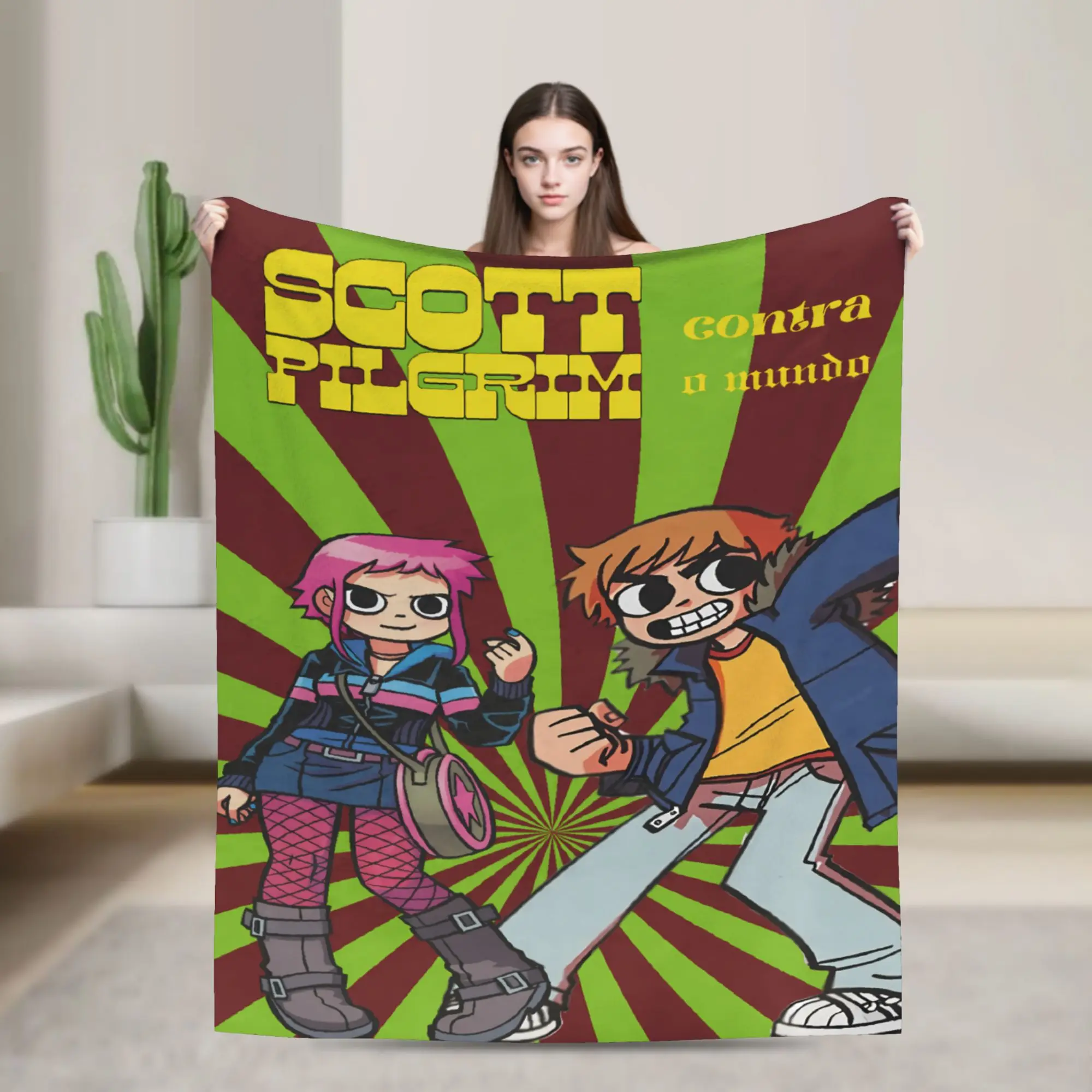 Super Warm BlanketBoy Girl Picnic Scott Pilgrim Retro Poster Throw Blanket For Couch Chair Sofa Bed Novelty Sofa Bed Cover