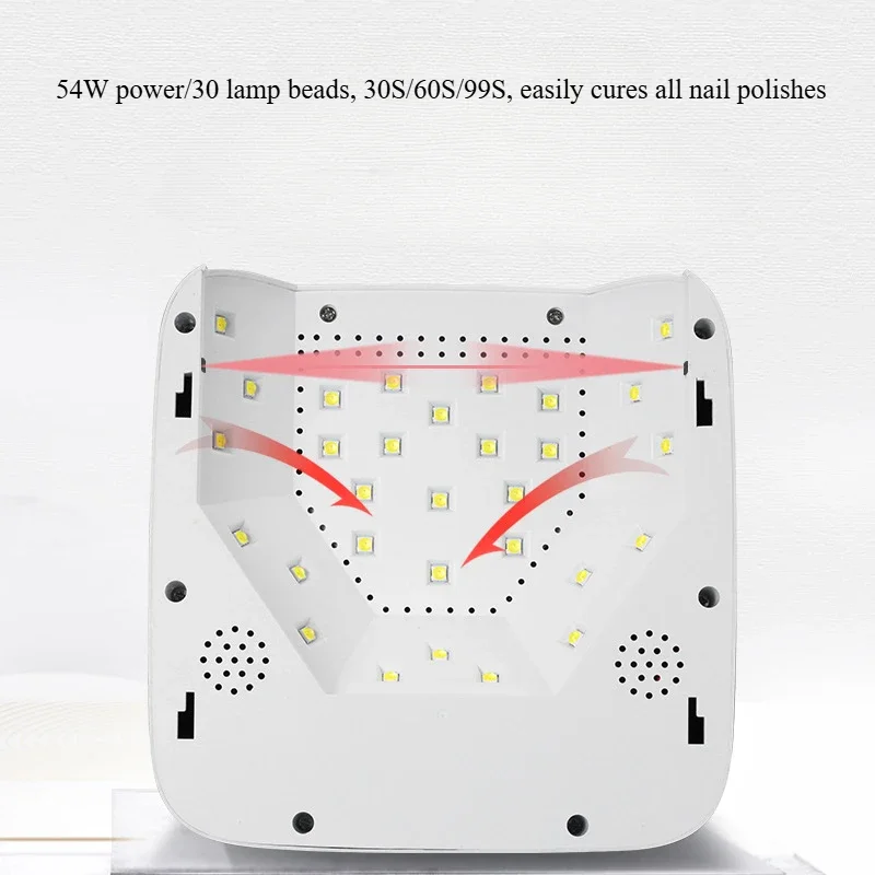 전문 전기 무선 UV 네일 램프, 휴대용 충전식 젤 광택제 LED 네일 드라이어, 레드 라이트 LED UV 네일 램프, 54W