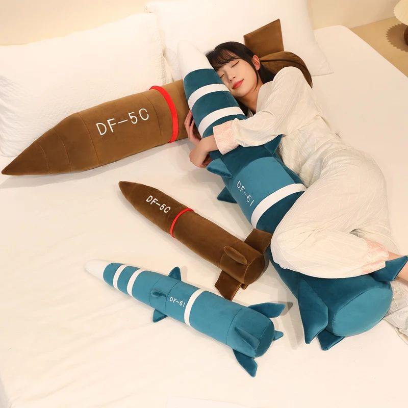 Oreiller en peluche Missile modèle poupée 60-120cm Dongfeng DF-61 jouet DF-5C poupée en peluche passionné militaire Collection garçon cadeau