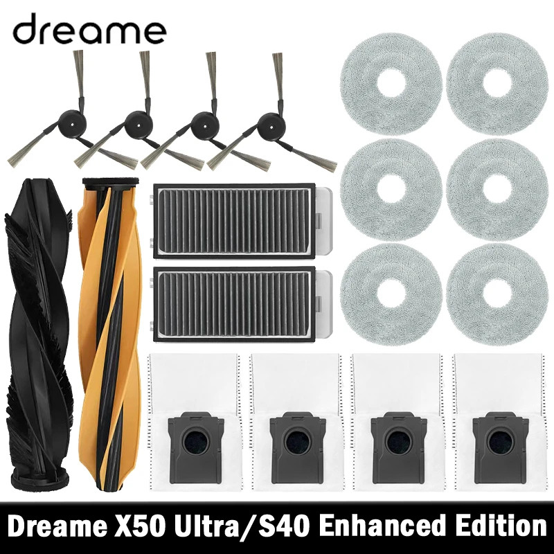 

Dreame X50 Ultra / S40 Enhanced / L50 Pro Ultra Edition Vacuum Parts Main Roller Side Brush Hepa Filter Mop Cloth Dust Bag