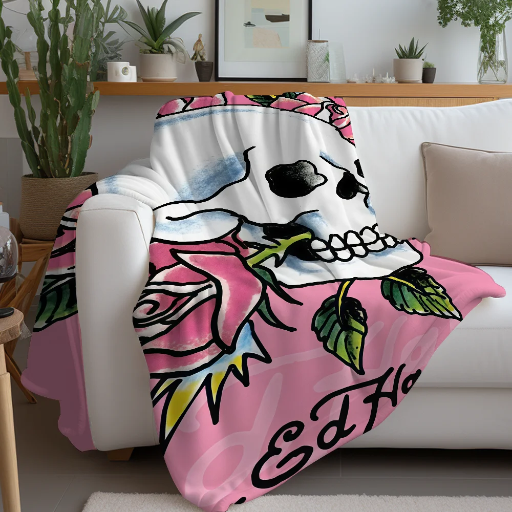 أزياء العلامة التجارية E-Ed H-Hardy بطانية دافئة وناعمة مناسبة لغرفة النوم غرفة المعيشة أريكة سرير مكتب السفر التخييم