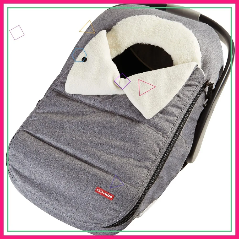 

Universal Winter Car Seat Cover for Babies, Cozy Fleece with Zip-Off Flap, Heather Grey, 16x3x27 Inch
