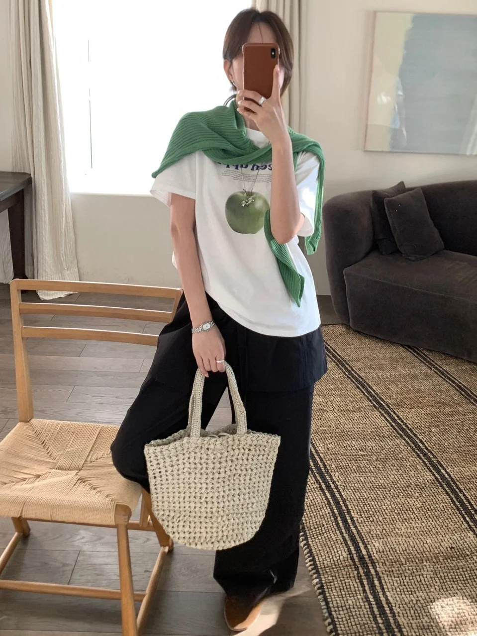 Summer Comfortable Fruit And Vegetable Atmosphere Loose Snowflake Cotton Cool Feeling Short Sleeve T Shirt Women's New Style