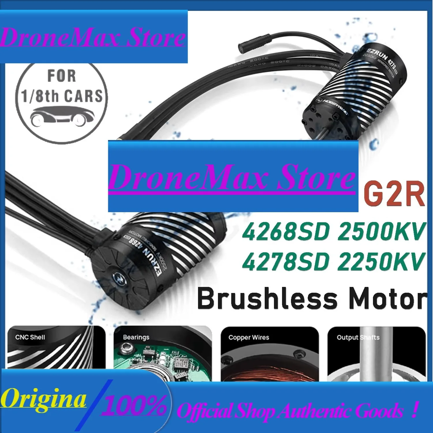 DroMaHOBBYWING EZRUN 4268SD 2500KV 4278SD 2250KV G2R Brushless Motor 3-6S 5.0mm Shaft For 1/8 1/10 RC Buggy Monster Truck Cars P