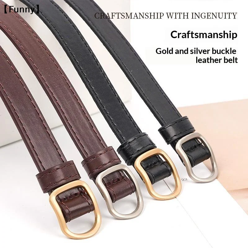 Women Belt Fashionable Gold Button Non Perforated Belt Authentic Leisure Versatile PU Leather Belt Paired With Pants Jeans Belt