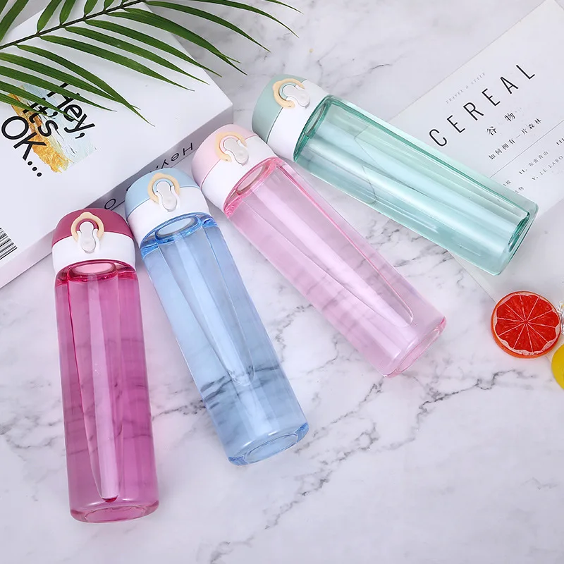 520ml DIY Sports Water Bottles Personalized Outdoor Safety PC Plastic Drinking Cup Girls Use Birth Gift Free Customize Logo Hot