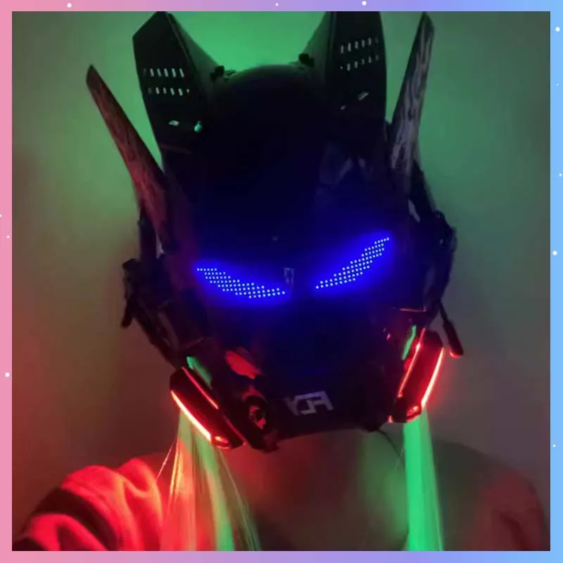 

Маска в стиле киберпанк с цветным экраном, поддержкой приложения, DIY-анимацией, костюмированный головной убор, маска для косплея, шлем механического солдата, реквизит для вечеринки на Хэллоуин, подарок