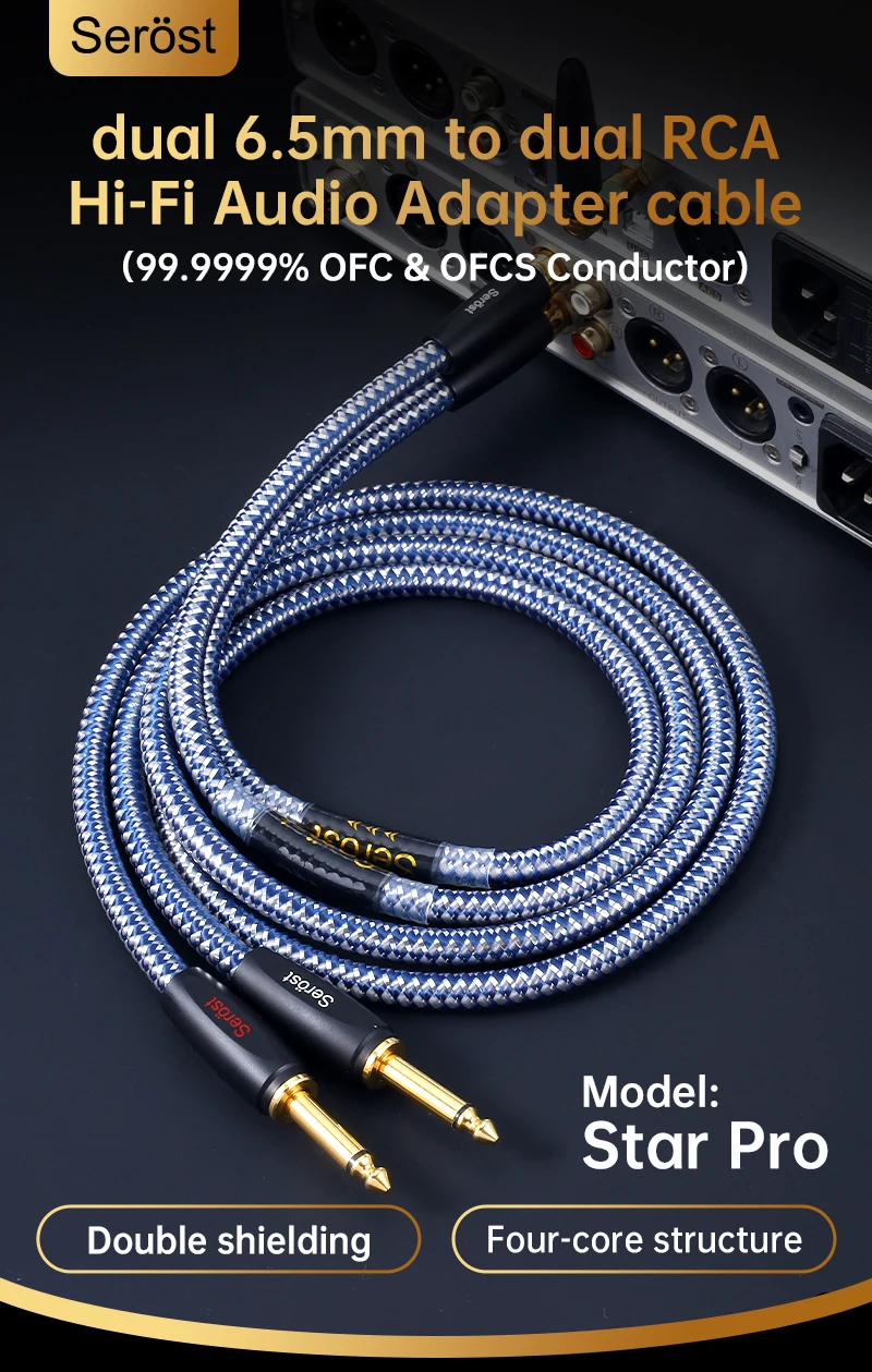 Serost StarPro HiFi Versilbertes OFC-Sauerstofffreies Kupfer-Audio-Adapterkabel 6,5mm auf RCA-Buchse für Lautsprecher, Verstärker, Mischpult – Detail 1