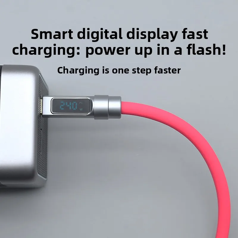 

240W Digital Display Silicone Fast Charging Cable for Apple, PD, Android, Huawei, iPhone 16 Charging Type C to Type-C Data Cable