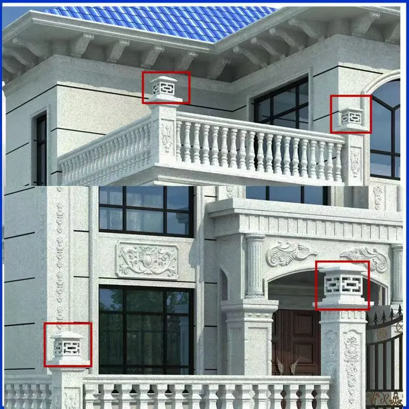 Hollow lamp mold balcony guardrail decoration roman column railing lion ball cock peacock house style fence