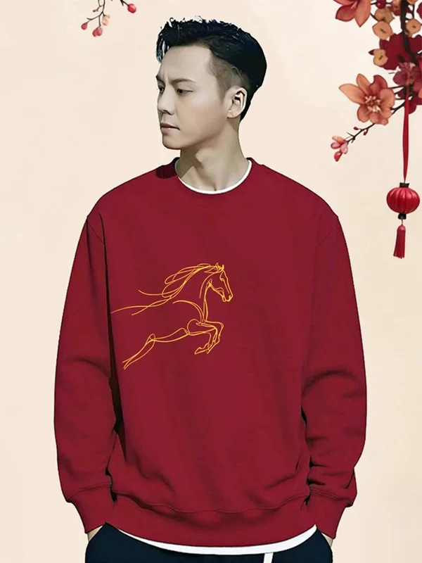 

Luy Year 2026 Oversized Hoodie Long Sve Fce Women's Faion Autumn Winter Print Design round Ne Korean Sle