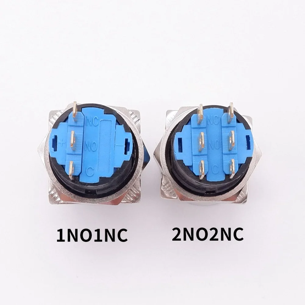 16/19/22mm Metal Rotary Switch Self-return Momentary Self-locking Fixation Waterproof Knob Switch 2/3 Position Without Light