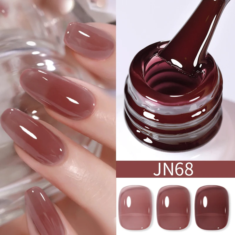 BORN PRETTY 10ml Jelly Nude Gel Nail Polish Crystal Translucent Coffee Soak Off Semi-Permanent Varnish Base Top Coat Manicure