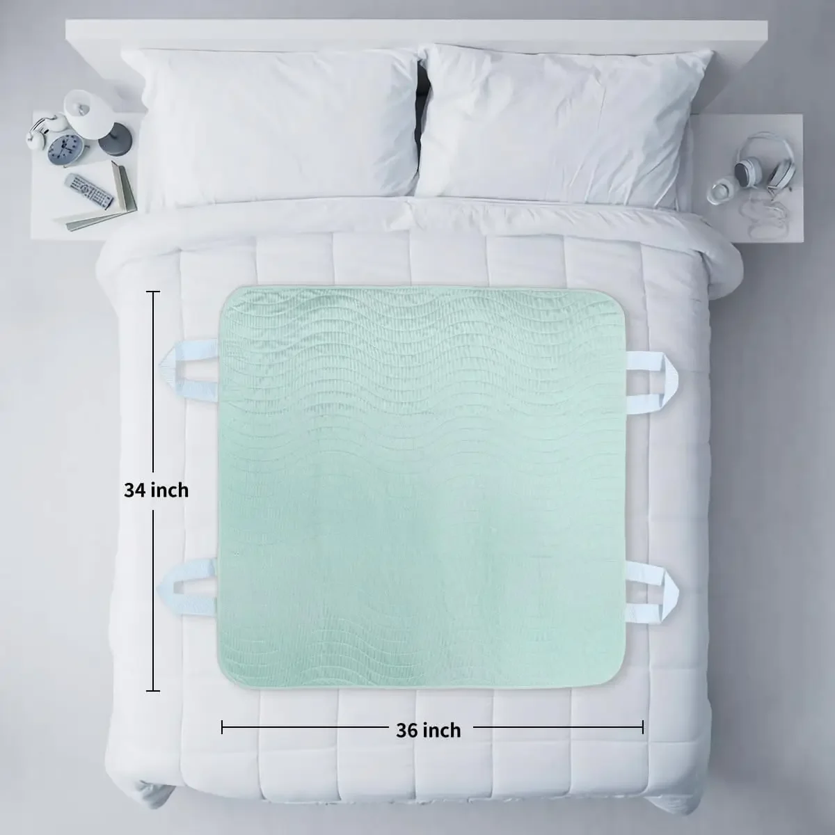 4-Layer Waterproof Washable Reusable Bed Pads Positioning Handles Underpads for Incontinence, Elderly Bedridden