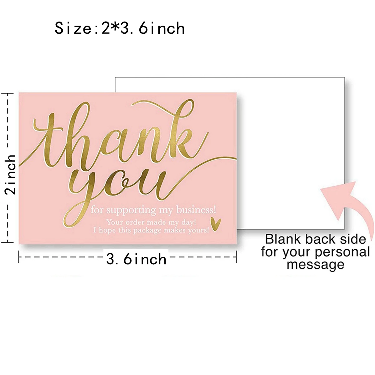 50Pcs Pink Thank You Cards for Small Business, We Appreciate You Supporting My Business Customer Appreciation Note Cards, Mini T