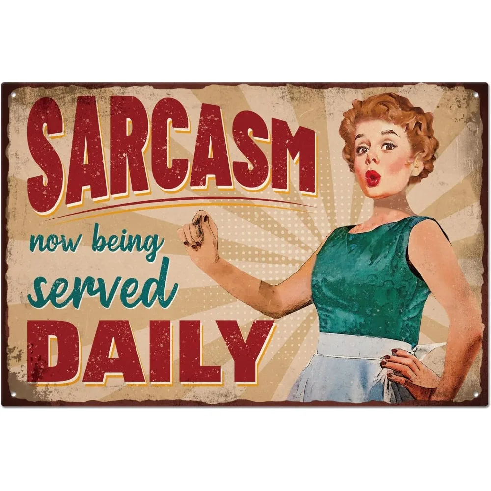 

Vintage Metal Tin Sign Funny Retro Sarcasm Now Being Served Daily Metal Wall Decor Decorative Tin Sign Art Plaque Poster