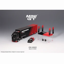 MINIGT 1/64 Nissan LB-Super Silhouette S15 SILVIA ADVAN RHD MGT00649-CH Paddock Service Tent Set - ADVAN MGTAC20 Diecast Model