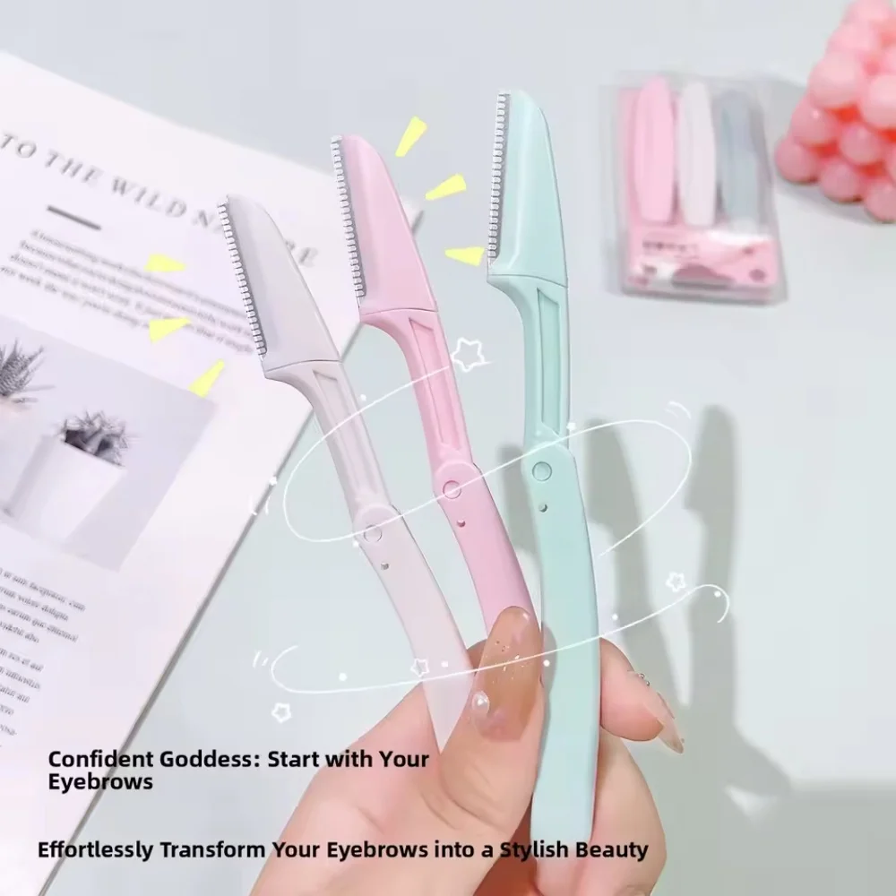 3 SZT. Przenośny Trymer do Brwi Bezpieczny Modelator Brwi Składany Trymer do Brwi Ostrze do Golenia Narzędzia do Makijażu dla Kobiet