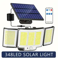 Solar Motion Sensor Lights with Remote,Outdoor Security Flood lights 3 Heads,3 Lighting Modes for Garden Camping 77 Leds-348 LED