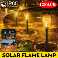 1/2/4/6/8/10/12Pcs Solar Flame Torch Light Flickering Light Waterproof Garden Decoration Outdoor Lawn Path Yard Patio Floor Lamp