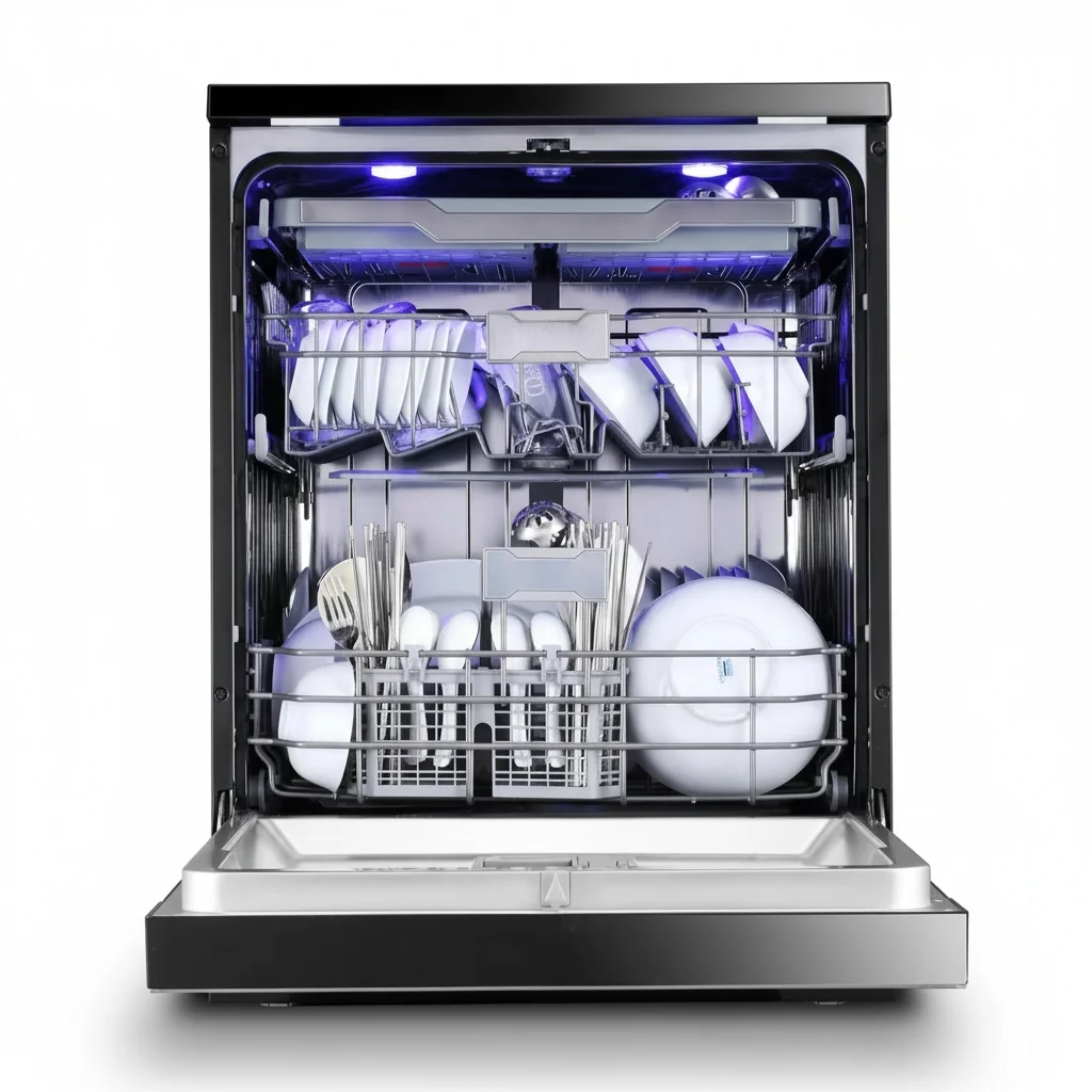 

Stainless Steel Dishwasher, 8 Program Freestanding Dish Washing Machine, 598x600x845mm Premium Electric Kitchen Appliance