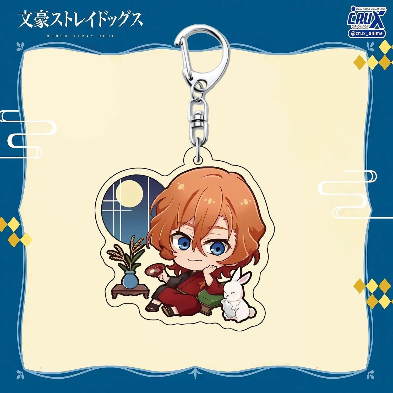 Exclusive Design Ryunosuke Akutagawa 5cm Double-sided Acrylic Q Version Key Chain Dazai Rabbit for Backpack Clothes Jewelry