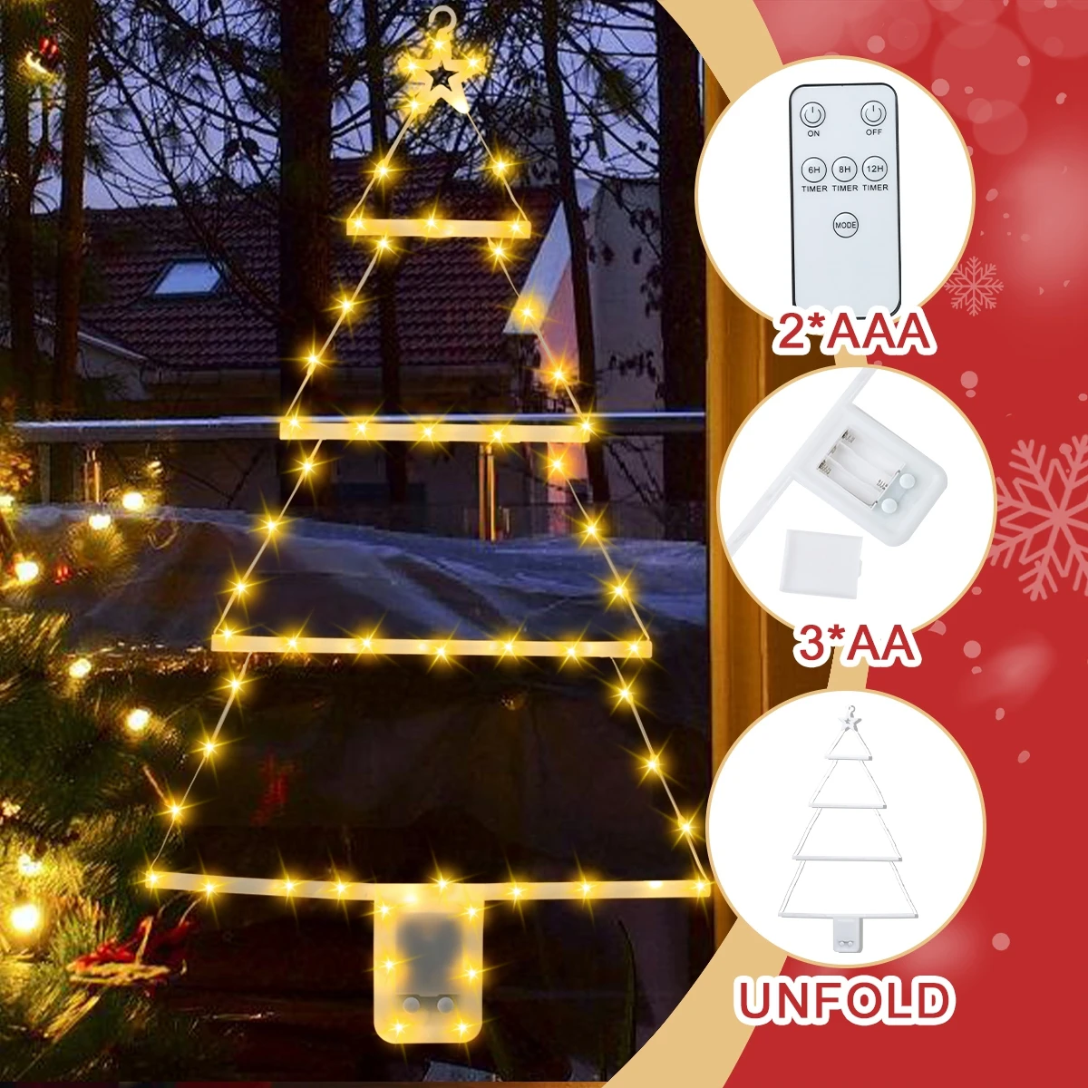 Christmas Tree LED Ladder Light Navidad Outdoor Garden Santa Claus Climbing Ladder Light Christmas Decoration 2024 New Year 2025