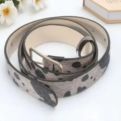 Cinturón con estampado de vaca para mujer, banda ajustable para la cintura, cinturón vaquero con estampado de animales azul, accesorio de moda de estilo occidental para mujer