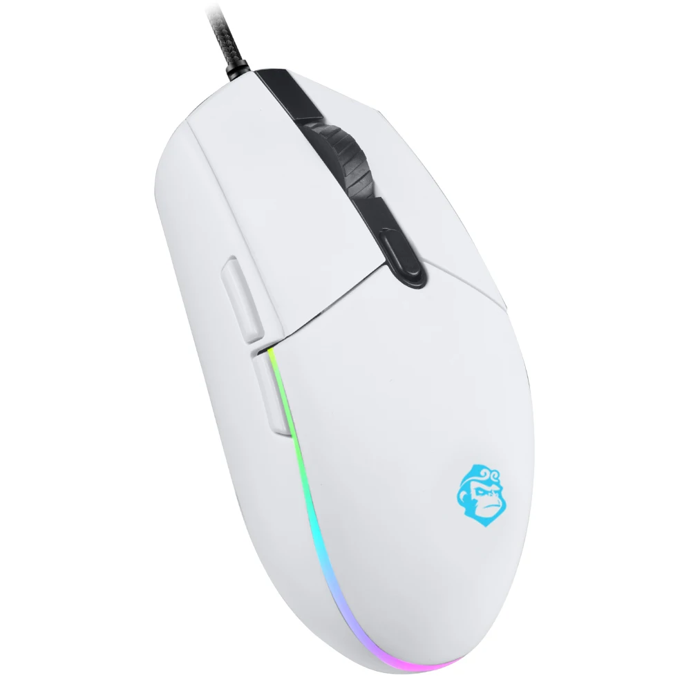 XM65 100% Original USB Wired Gaming Mouse 2400DPI with Rainbow Optical Effect Screen for PC/Mac Compatible with Laptop