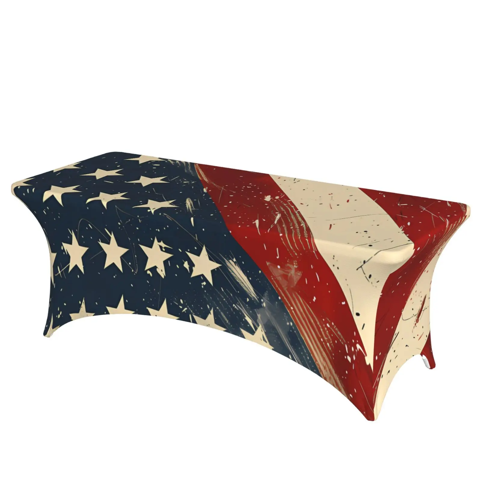 

Lightweight High-elastic Tablecloth Independence Day Printing Dual-Use Wrinkle-Resistant Table Skirt for Versatile Home Decor