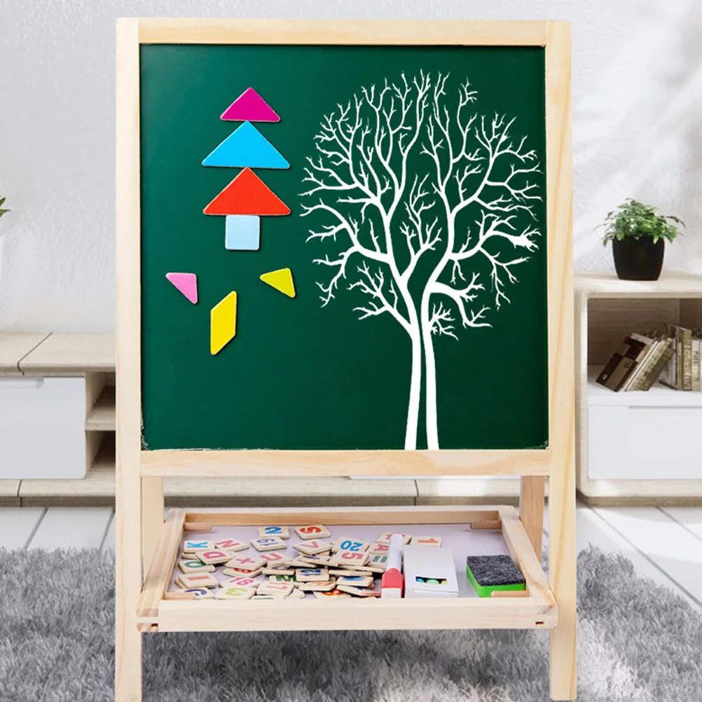 

Wooden Blackboard Easel Multi Function Drawing Board Kids Educational Writing Board Children Painting Board Double Side Creative