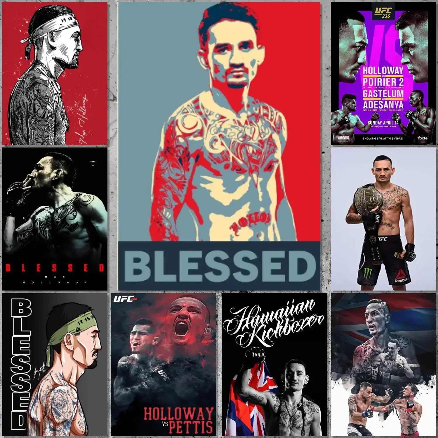 max holloway mixed martial artist Poster Canvas Art Poster and Wall Art Picture Print Modern Family bedroom Decor Posters