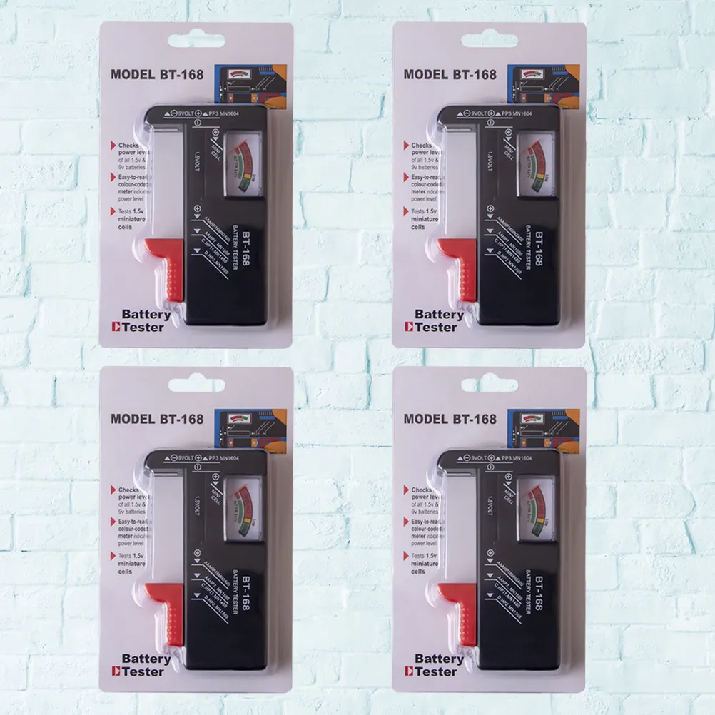 4Pcs Universal Battery Capacity Tester for Aa Aaa 9V Button Batteries Voltage Gauge Tool Power Meter Color Coded