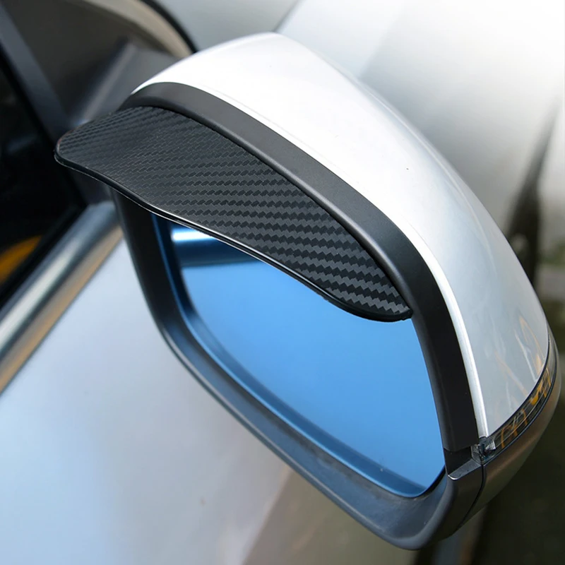 Cars In General Use Side Rear View Mirror Rain Eyebrow Visor Carbon Fiber Look Sun Shade Snow Guard Weather Shield Cover